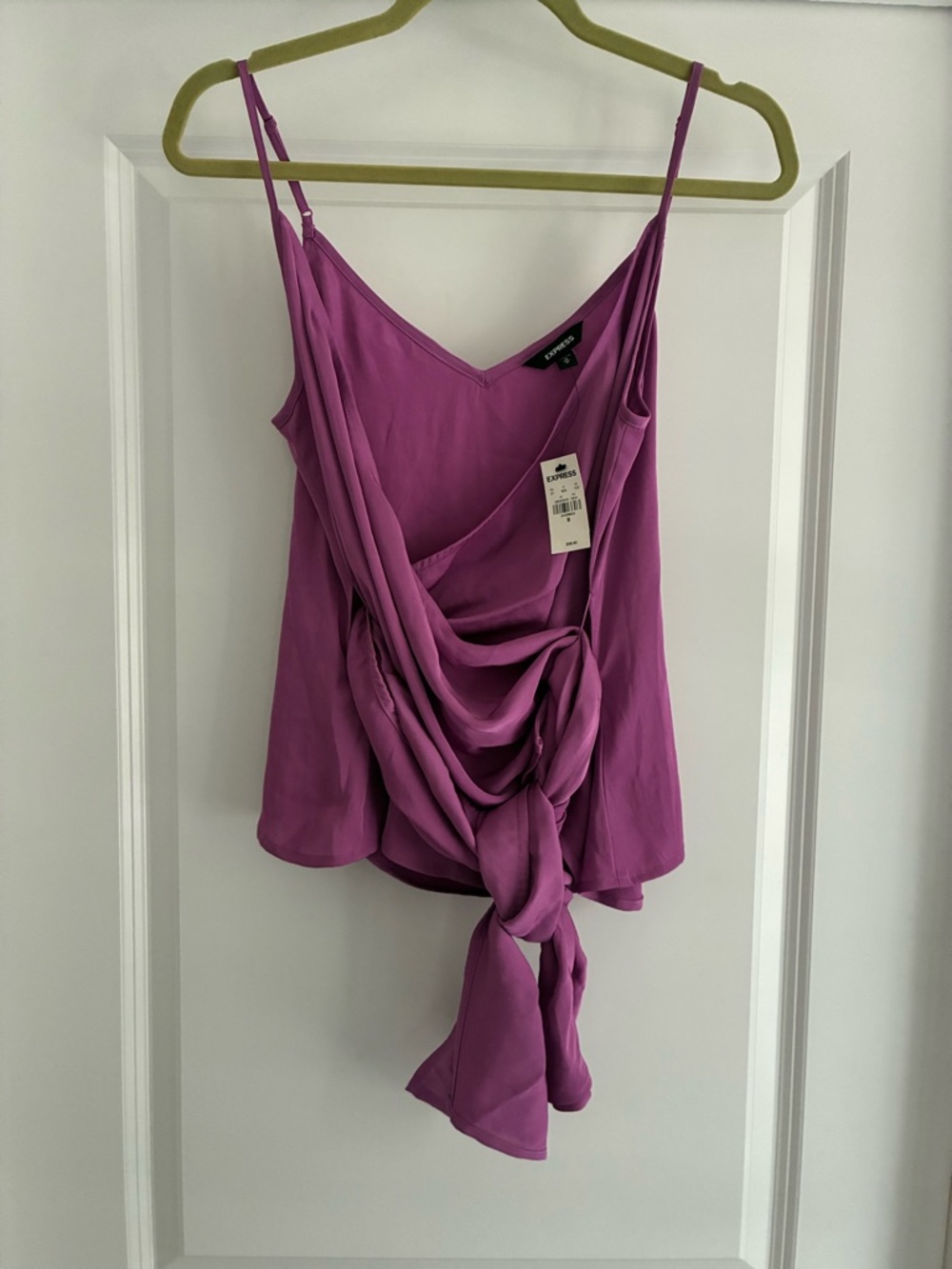 Express Draped Tie-Front Cami - Magenta Purple